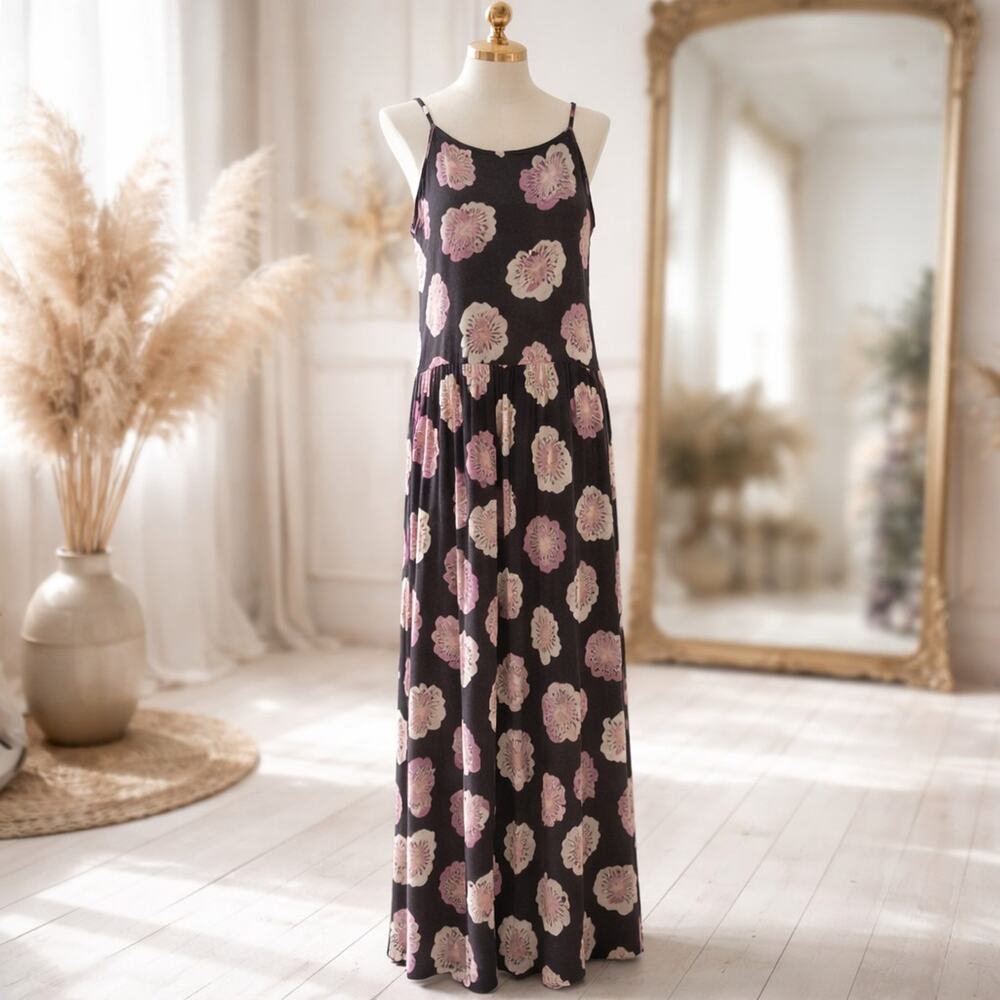Vintage Women's Loft Summer Maxi Stretchy Floral Sexy Feminine Boho Dress S